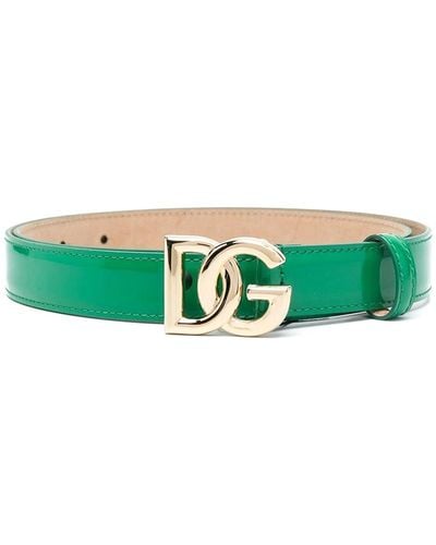 Dolce & Gabbana Logo-buckle Leather Belt - Green
