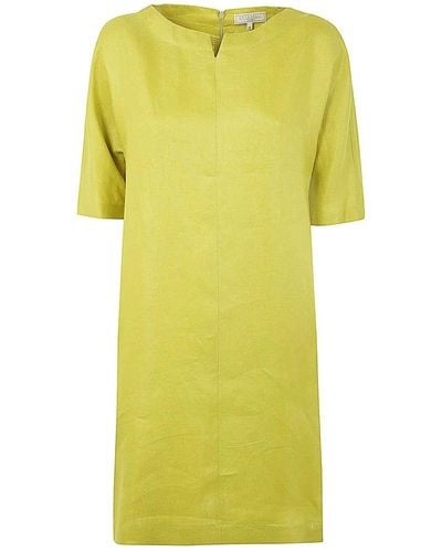 Antonelli Moravia 3/4 Sleeves Guru Neck Dress - Yellow