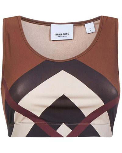 Burberry Crop Top With Iconic Motif - Brown
