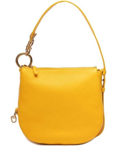 Burberry Small `knight` Leather Shoulder Bag - Yellow