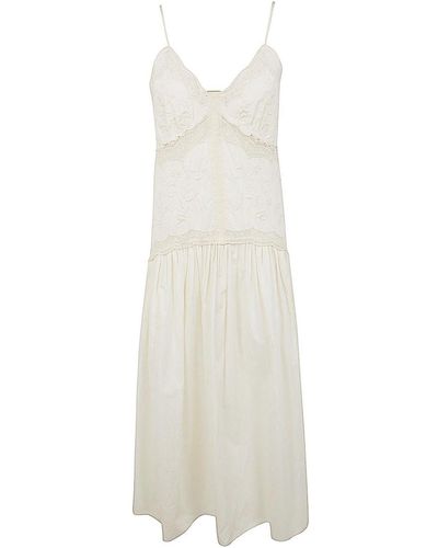 Twin Set Belted Embroidered Dress - White