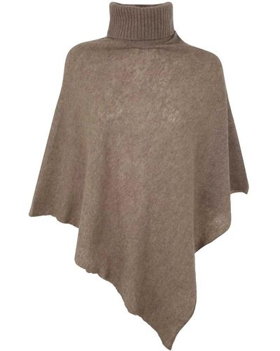 Mirror In The Sky Polo Neck Poncho - Natural