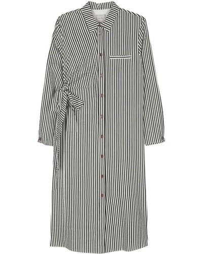 Alysi Striped Shirt Dress - Grey