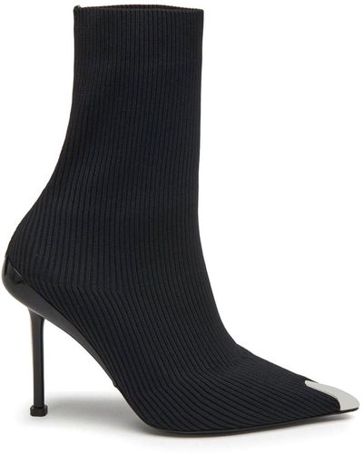 Alexander McQueen Slash Knit 90mm Ankle Boots - Black
