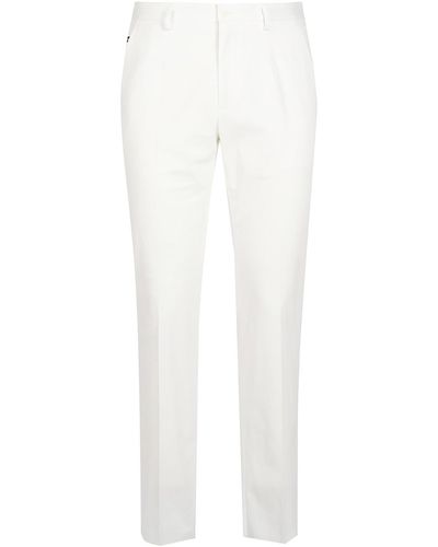 Dolce & Gabbana Logo Plaque Formal Pants - White