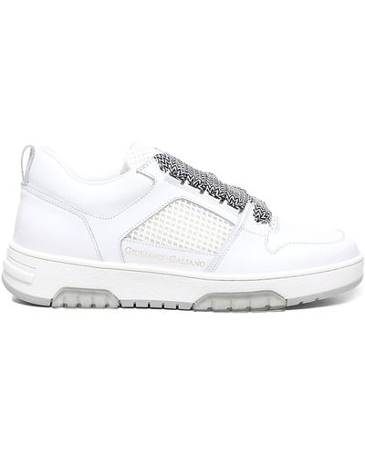 Giuliano Galiano Vyper Trainers In Mesh And Suede - White