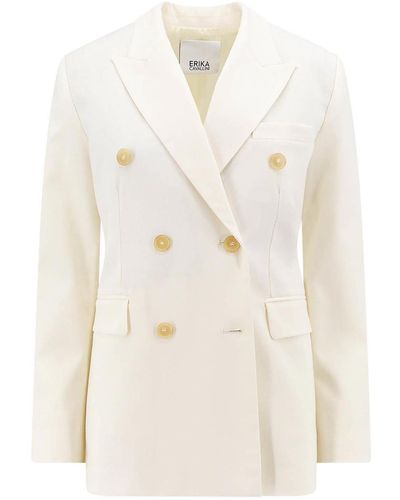 Erika Cavallini Semi Couture Virgin Wool Blend Blazer - White