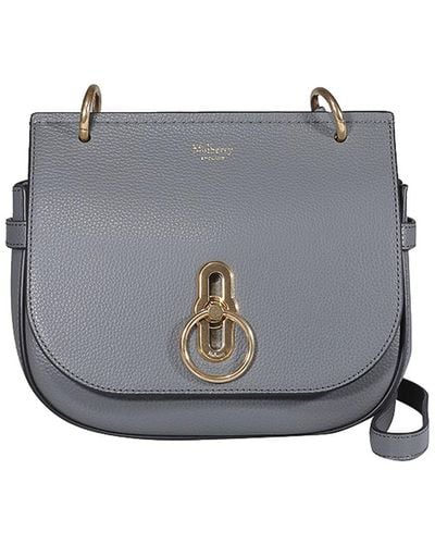 Mulberry Hammered Leather Bag With Turn Lock Closure - Grey