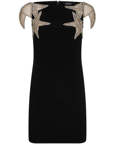 DSquared² Star-embellished Strapless Mini Dress - Black