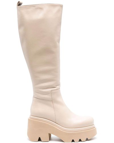 Paloma Barceló Leather Heel Boots - White