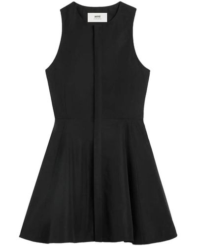 Ami Paris Short Dress With Hidden Tab - Black