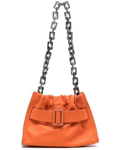 Boyy Hammered Leather Shoulder Bag With Buckle - Orange