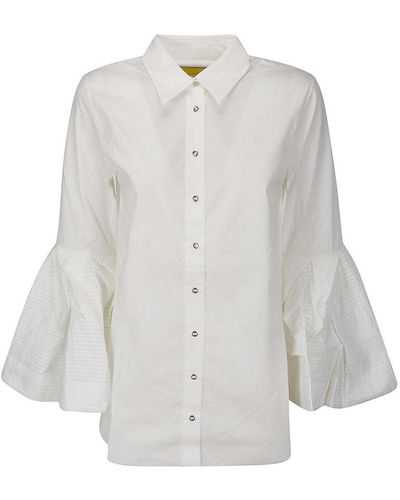 Marques'Almeida Pleated Puff Sleeve Shirt - White