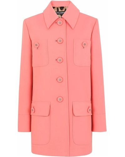 Dolce & Gabbana Long Wool Coat - Pink