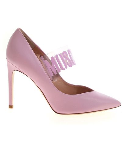 Moschino Branded Strap Pumps In - Pink