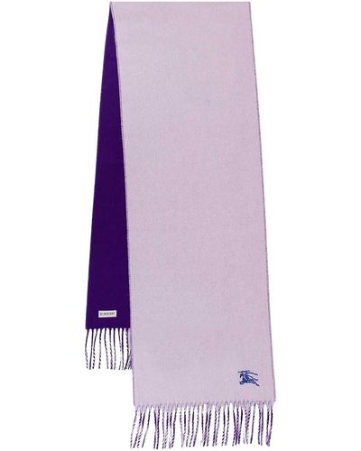Burberry Cashmere Scarf With Iconic Embroidery - Purple