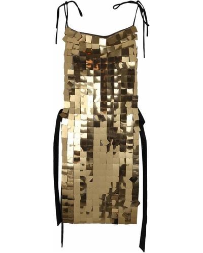 Maria Calderara Corazza Macro Square Sequins On Tulle Dress - Metallic