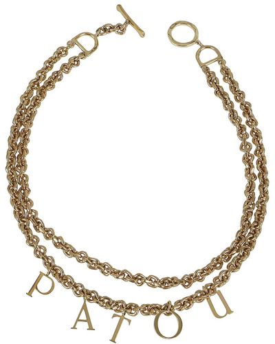 Patou Lettering Double Chain Necklace - Metallic