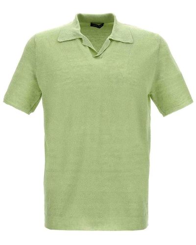 Roberto Collina Linen Piquet Polo Shirt - Green