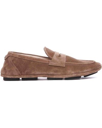 Dolce & Gabbana Loafers Round Toe Slip On - Brown