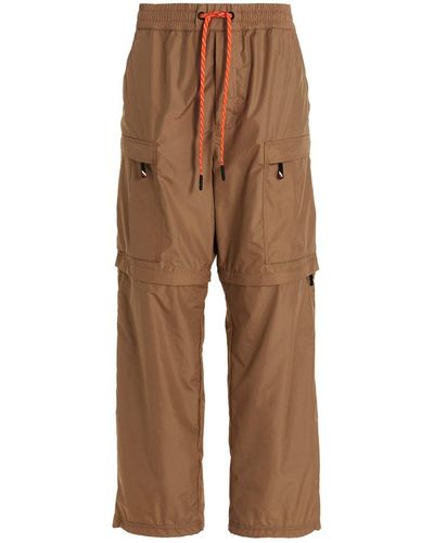 Moncler Nylon Cargo Pants With Drawstring - Brown