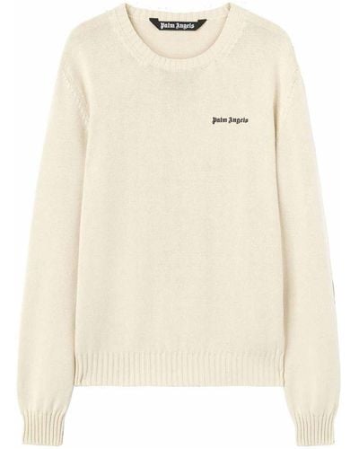 Palm Angels Classic Logo Knit Round-neck Jumper - Natural