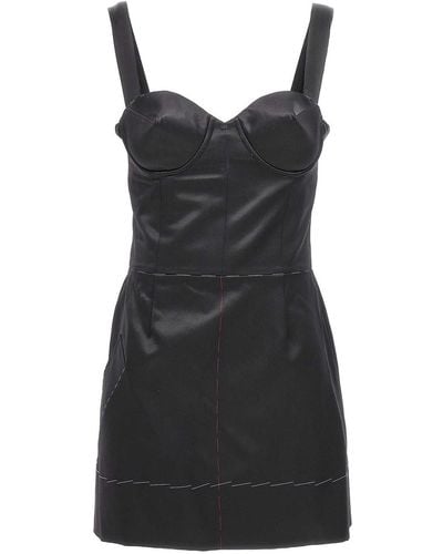 Maison Margiela Contrast Stitching Corset Dress - Black