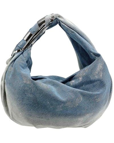 DIESEL Denim Handbag With Metal Oval-d Logo - Blue