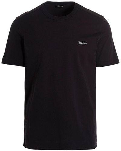 Zegna Logo Embroidery T-shirt - Black