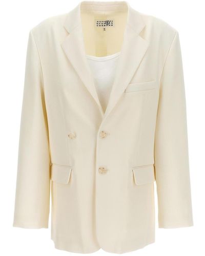 MM6 by Maison Martin Margiela Single-breasted Blazer With Top Insert - White