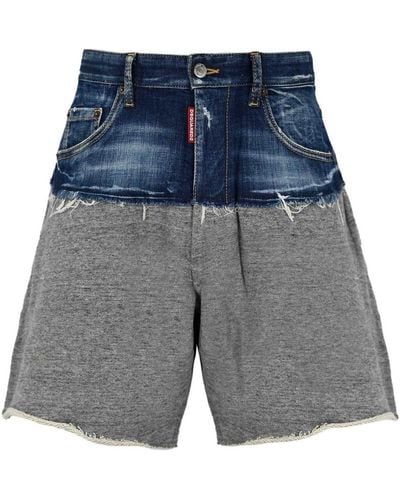 DSquared² Bermuda Shorts In And Fleece Blend - Blue