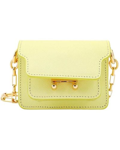 Marni Saffiano Leather Shoulder Bag - Yellow