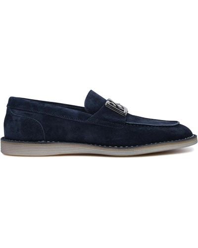 Dolce & Gabbana Navy Calf Leather Loafers - Blue
