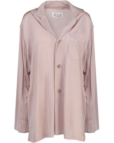 Maison Margiela Viscose Large Shirt With Pocket On The Chest - Pink