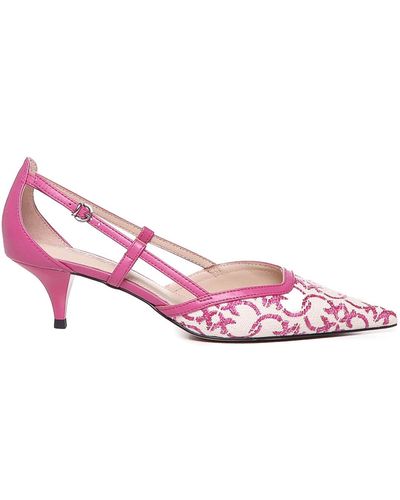 Pinko Leather Court Shoes - Pink
