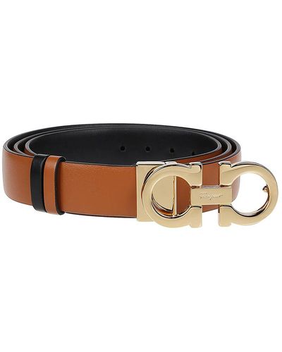 Ferragamo Gancini Buckle Leather Belt - Brown