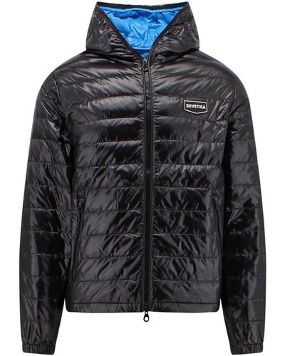 Duvetica Quilted Nylon Jacket With Front Logo Patch - Black