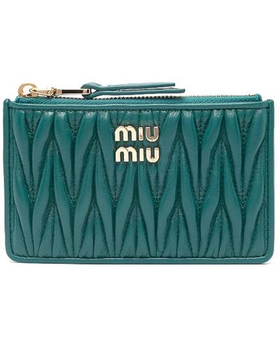 Miu Miu Logo-plaque Leather Wallet - Green