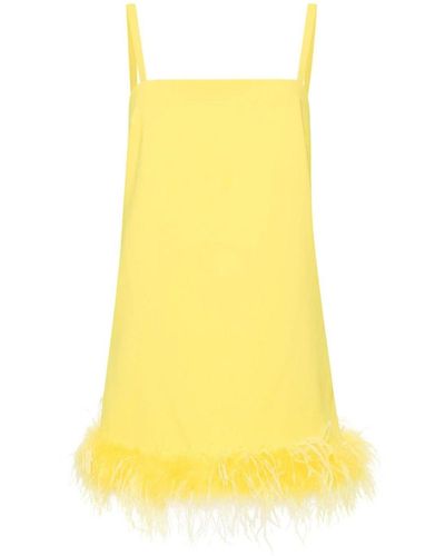 Pinko Dress With Feathers - Yellow