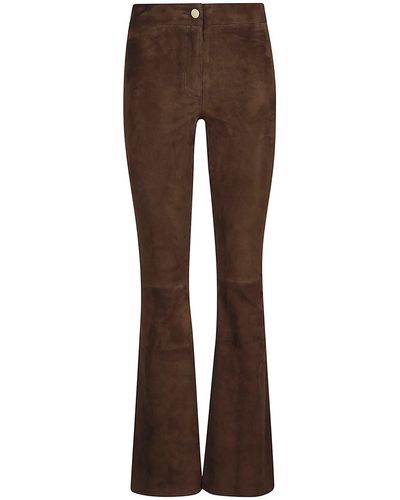 Arma Leather Bootcut Pants - Brown