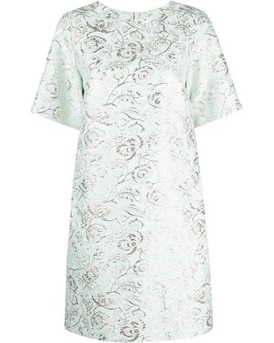 P.A.R.O.S.H. Lurex Jacquard Short Dress - White