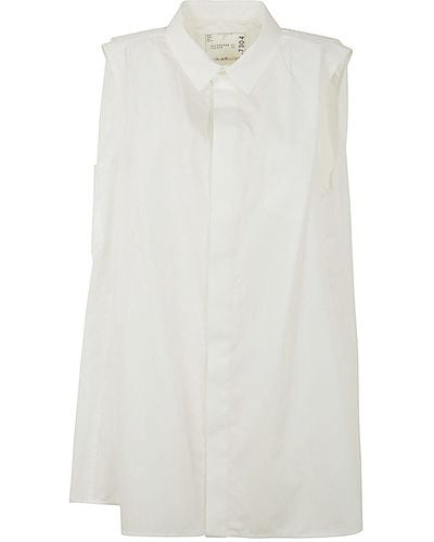 Sacai Cotton Poplin Shirt Dress - White