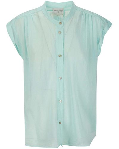 Forte Forte Cotton Silk Voile Short Sleeves Top - Green
