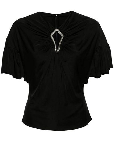 Lanvin Ruffle Sleeve Top - Black