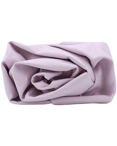 Burberry Leather Clutch With Frontal Rose - Purple