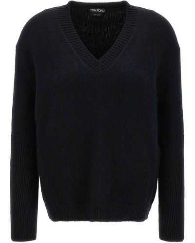 Tom Ford Mixed Cachemire Jumper - Blue