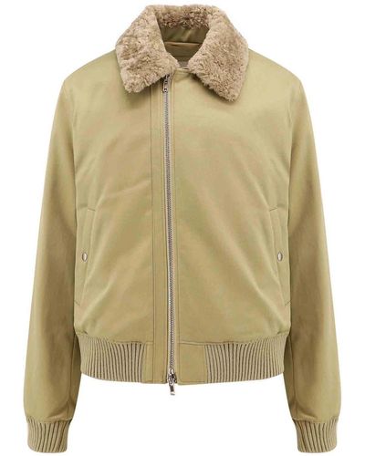 Burberry Cotton Padded Jacket With Shearling Collar - Natural
