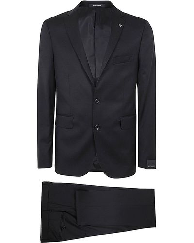 Tagliatore Classic Suit With Constructed Shoulder - Blue