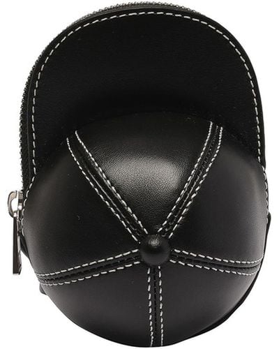 JW Anderson Leather Shaped Cap Bag With Zip Closure - Black