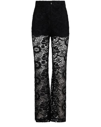 Sabina Musayev Floral-lace Flared Pants - Black